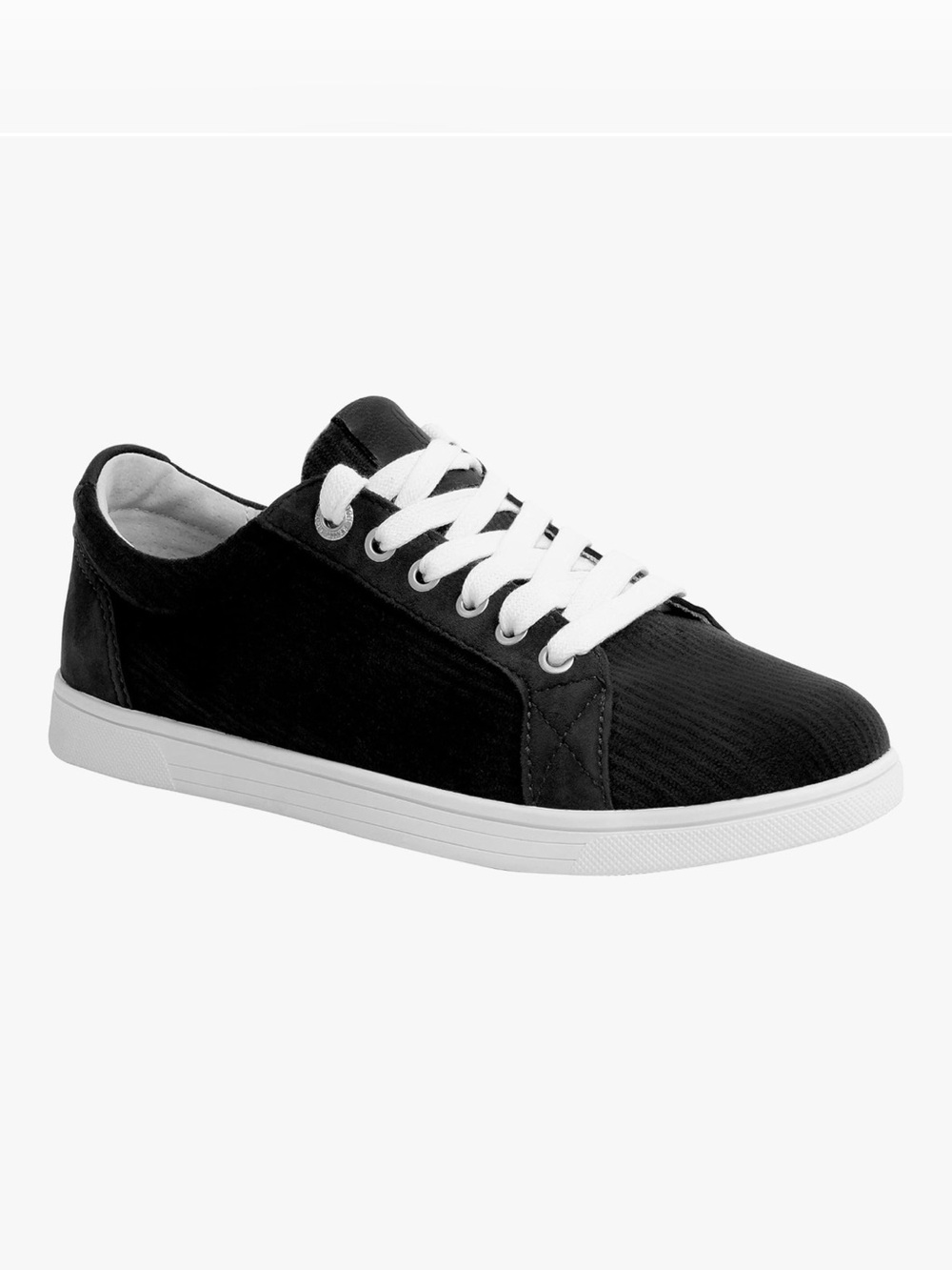 Revitalign Avalon black Corduroy Low-Top Sneakers with White Laces
